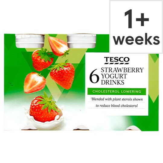 Tesco Chol Red Strawberry Yogurt Drink 6X100g Tesco Groceries