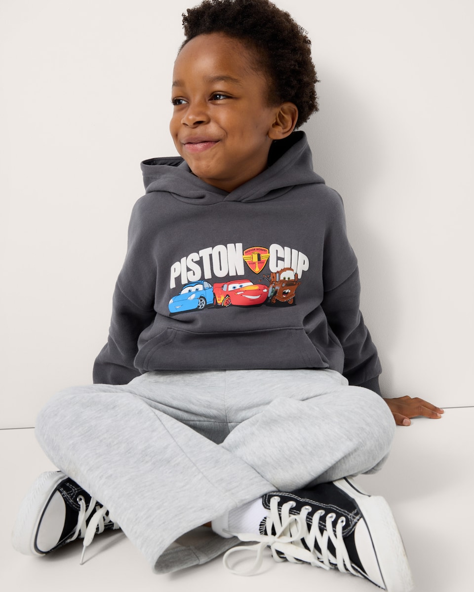 image 1 of Disney Cars Cotton Rich Hoodie in Grey