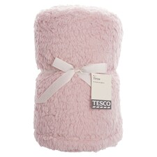 Tesco Teddy Throw Pink