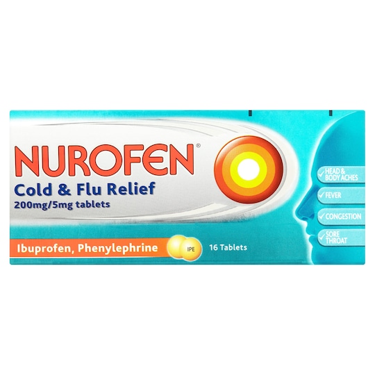 Nurofen Cold & Flu Ibuprofen 200Mg Tablets 16 Pack Tesco Groceries