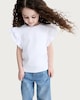 image 1 of F&F Girls Pure Cotton Butterfly Embroidered T-Shirt in White
