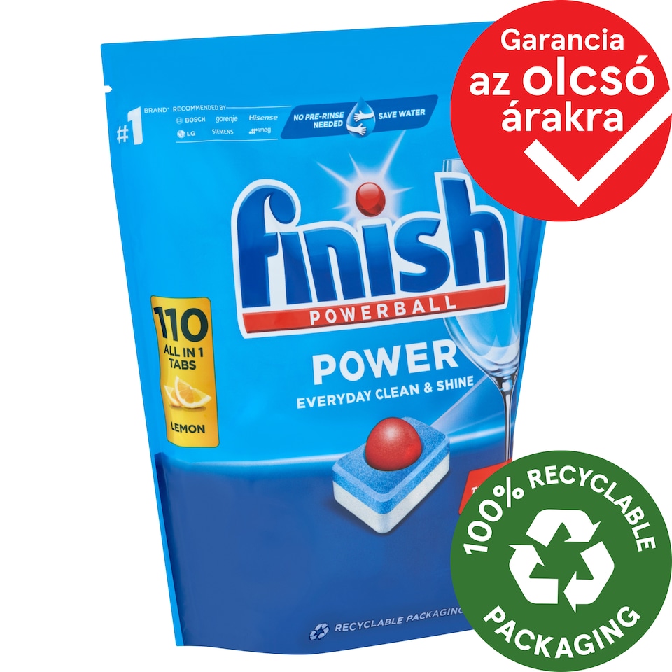 Finish Powerball Power All in 1 Citrom mosogatógép tabletta 110 db 1,76 kg