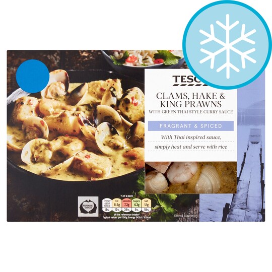 Tesco Clams, Hake & King Prawns With Green Curry 450G Tesco Groceries