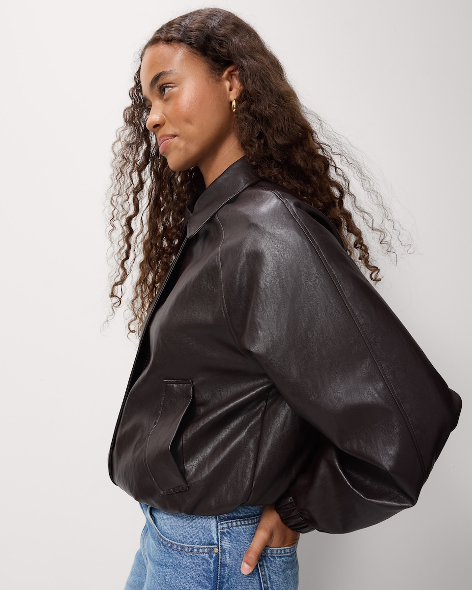 image 1 of OH ME OH MY Faux Leather Jacket in Chocolate