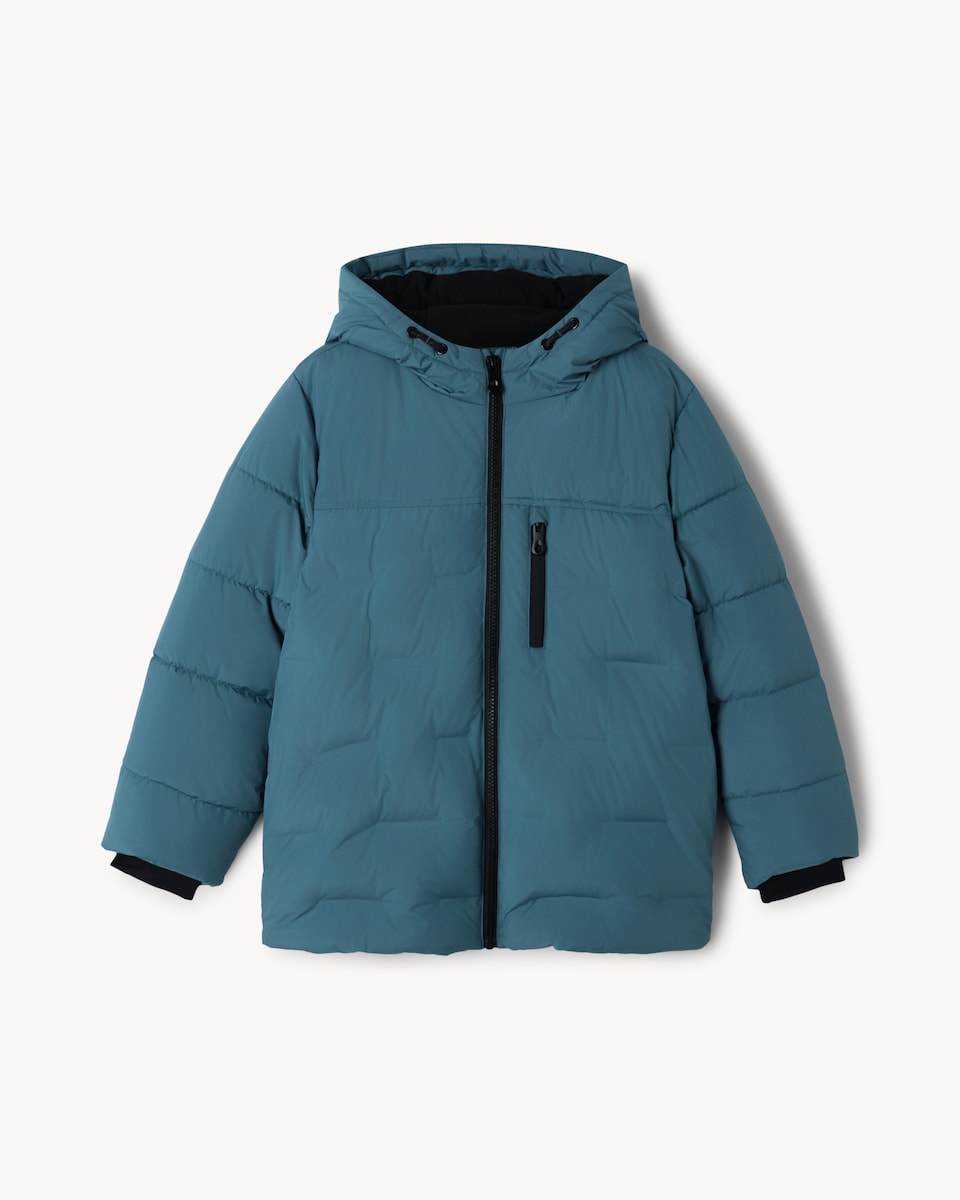 image 1 of F&F Boys Hooded Puffer Coat in Teal