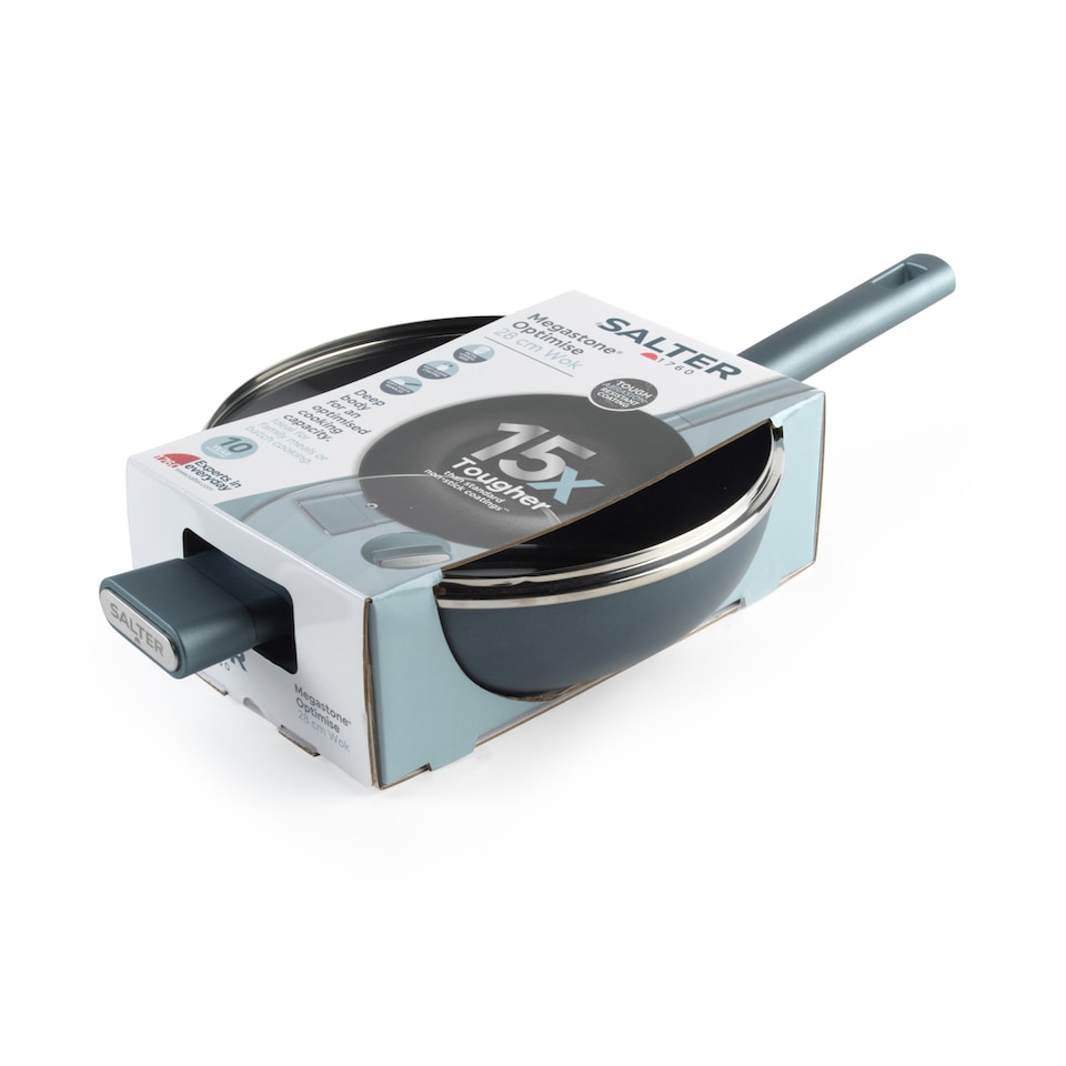 image 1 of Salter Megastone x15 Optimise 28cm Lidded Wok