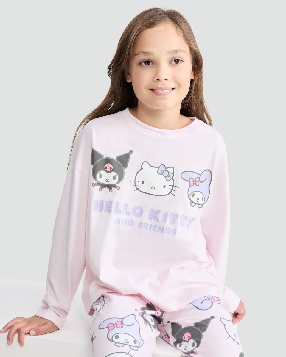 image 1 of Hello Kitty Pure Cotton Pyjamas in Pink