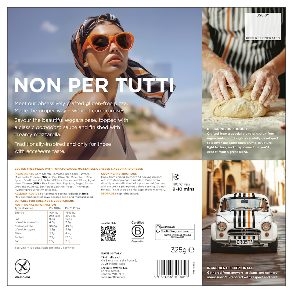 image 1 of Crosta Mollica Gluten Free Margherita Pizza 325g
