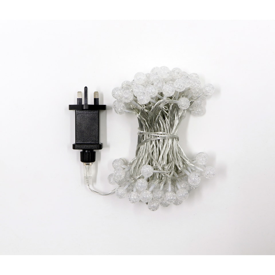 image 1 of Tesco 100 Bright White Crackle Berry LED Christmas Lights