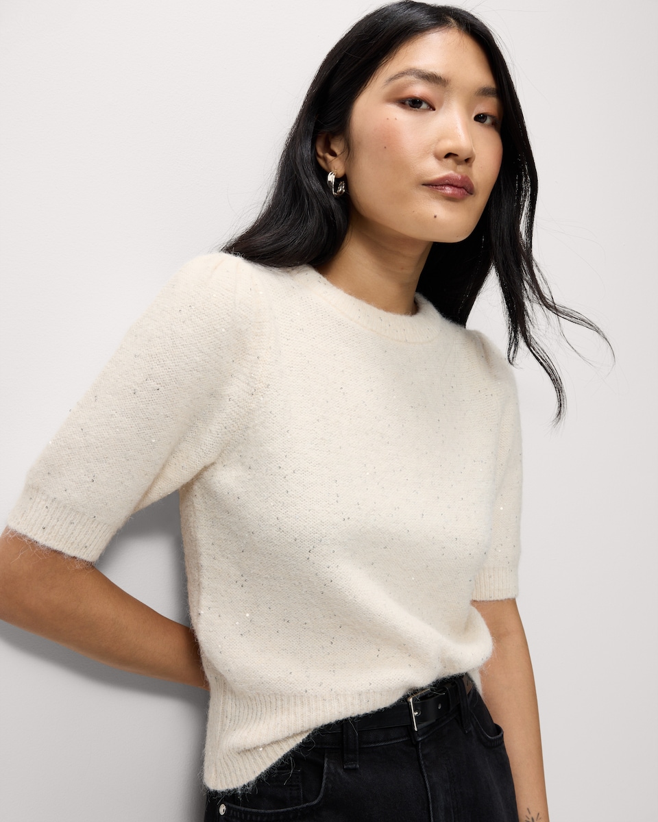 image 1 of F&F Sequin Sparkle Jumper in Cream