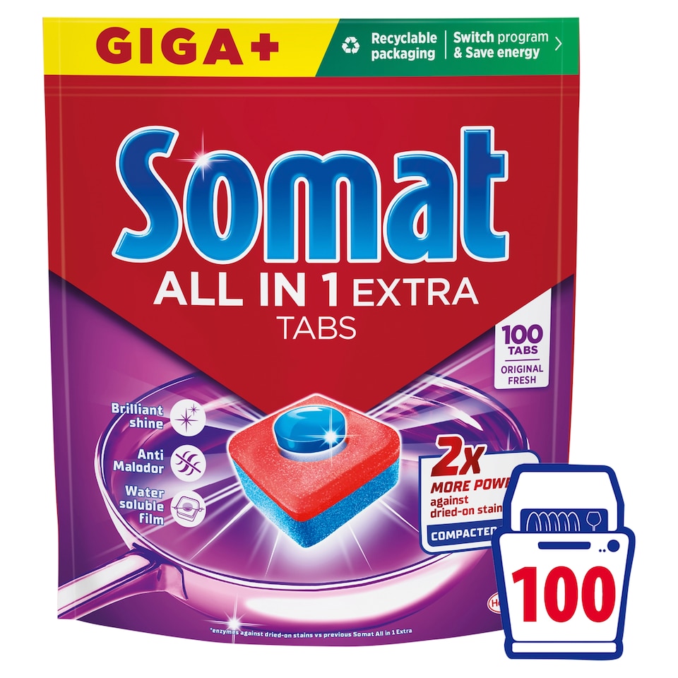Somat All in 1 Extra Dishwasher Tablets 100 pcs 1500 g