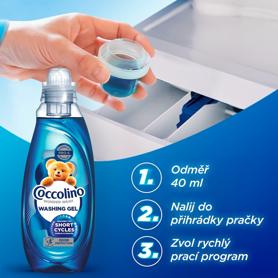 image 1 of Coccolino Wonder Wash Odor Protection Washing Gel 37 Washes 1480ml