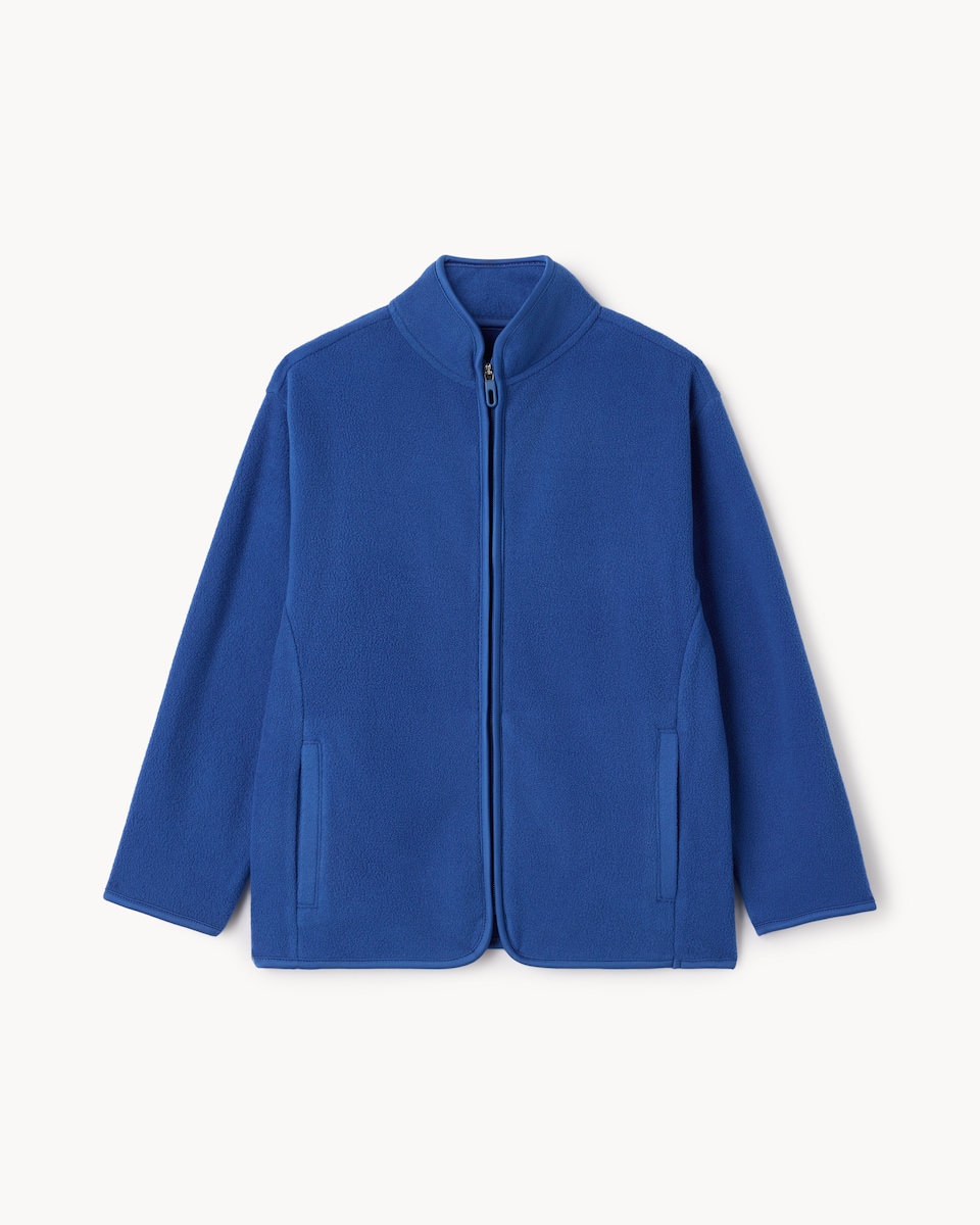 image 1 of F&F School Unisex Zip Up Fleece Jacket in Blue