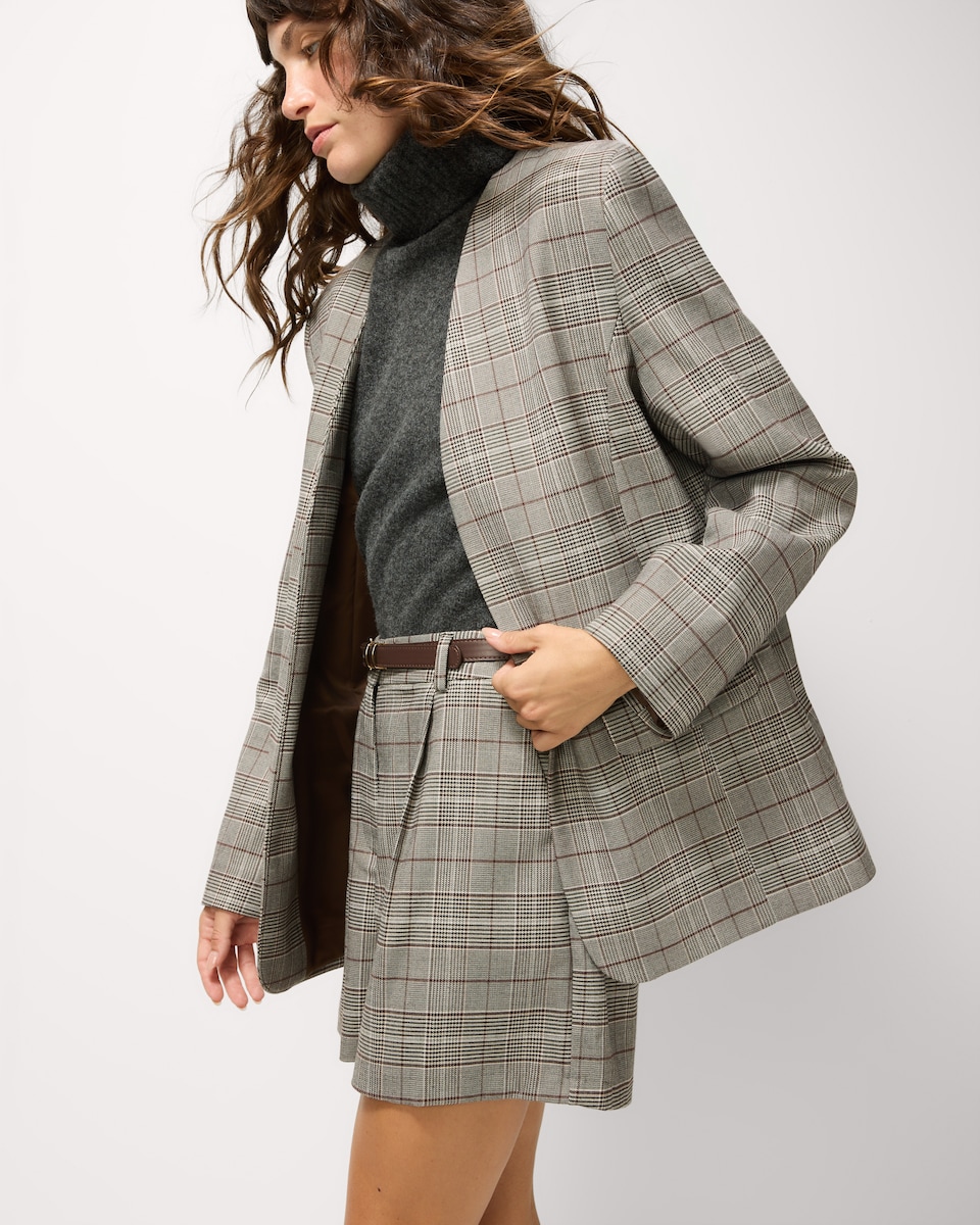 image 1 of F&F Checked Belted Co-ord Shorts in Multi Brown