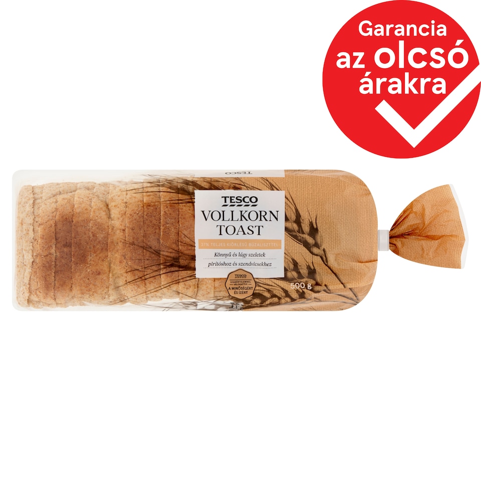 Tesco Vollkorn toast teljes kiőrlésű búzaliszttel 500 g