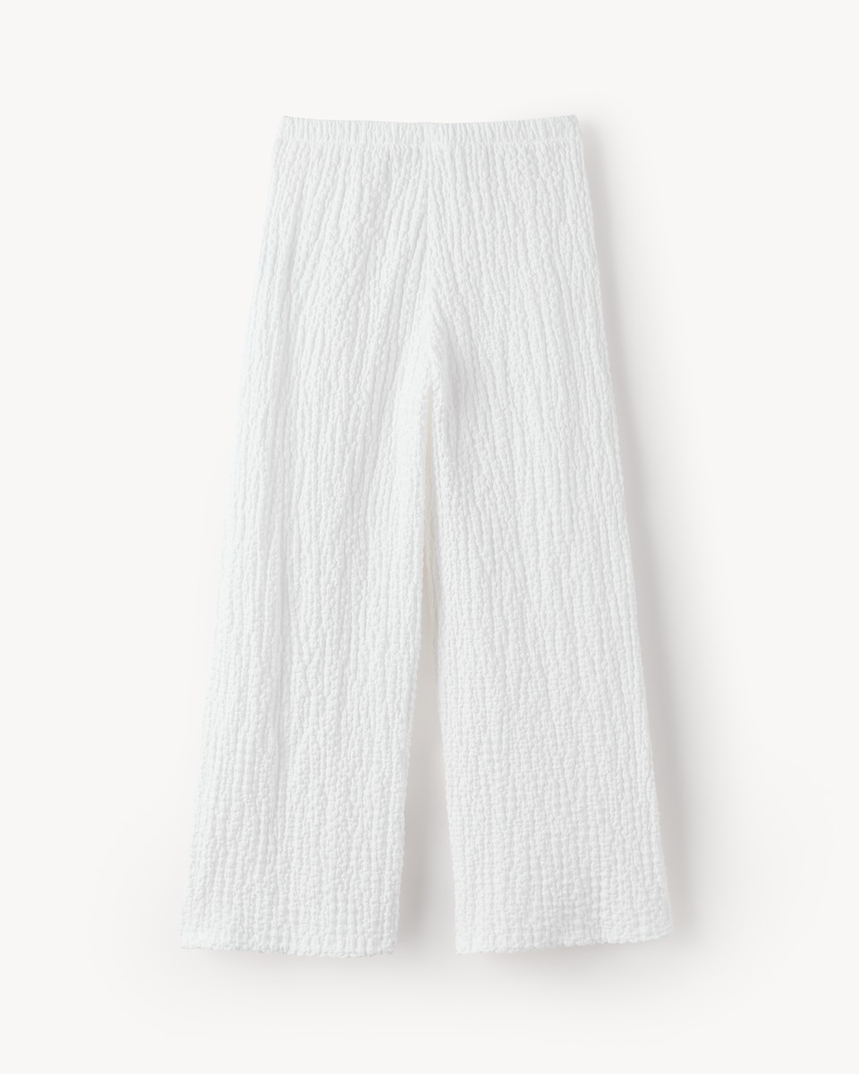 image 1 of F&F Girls Textured Wide Leg Trousers in White