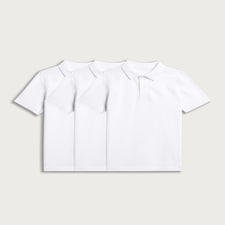 F&F School Unisex 3-Pack Pure Cotton Regular Fit Polo Shirts in White