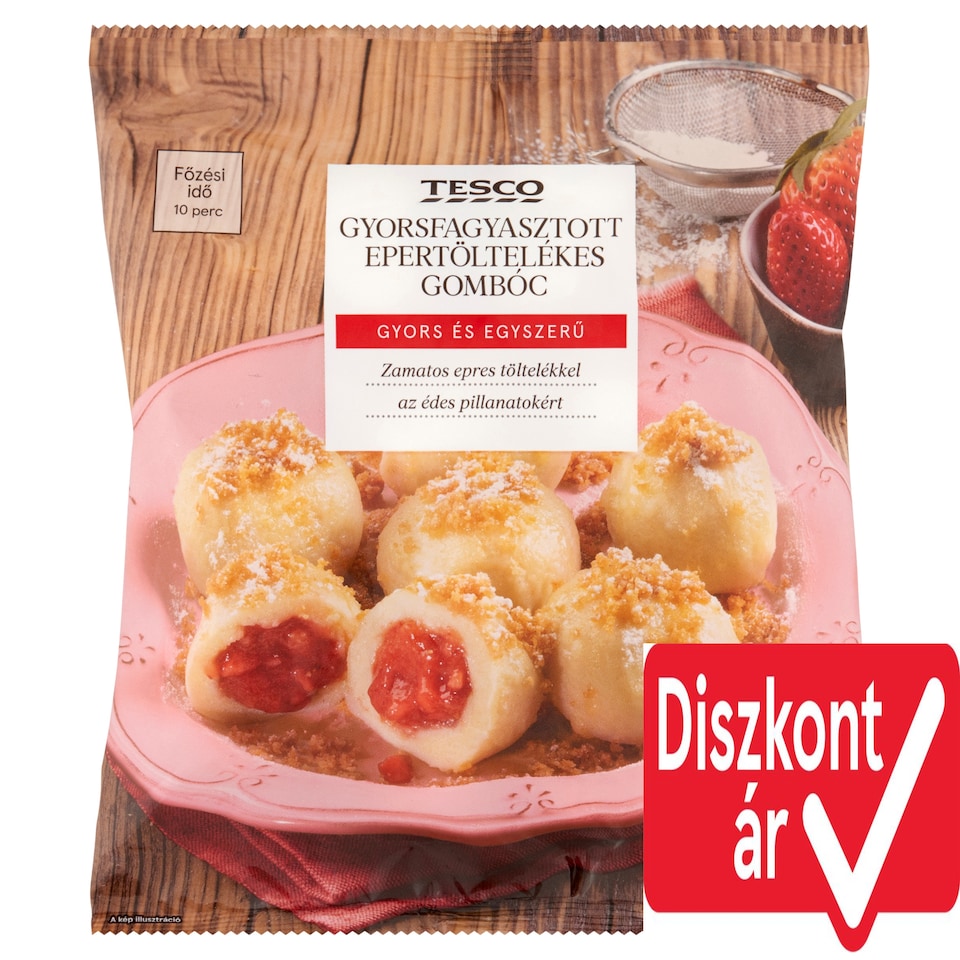 Tesco gyorsfagyasztott epertöltelékes gombóc 600 g