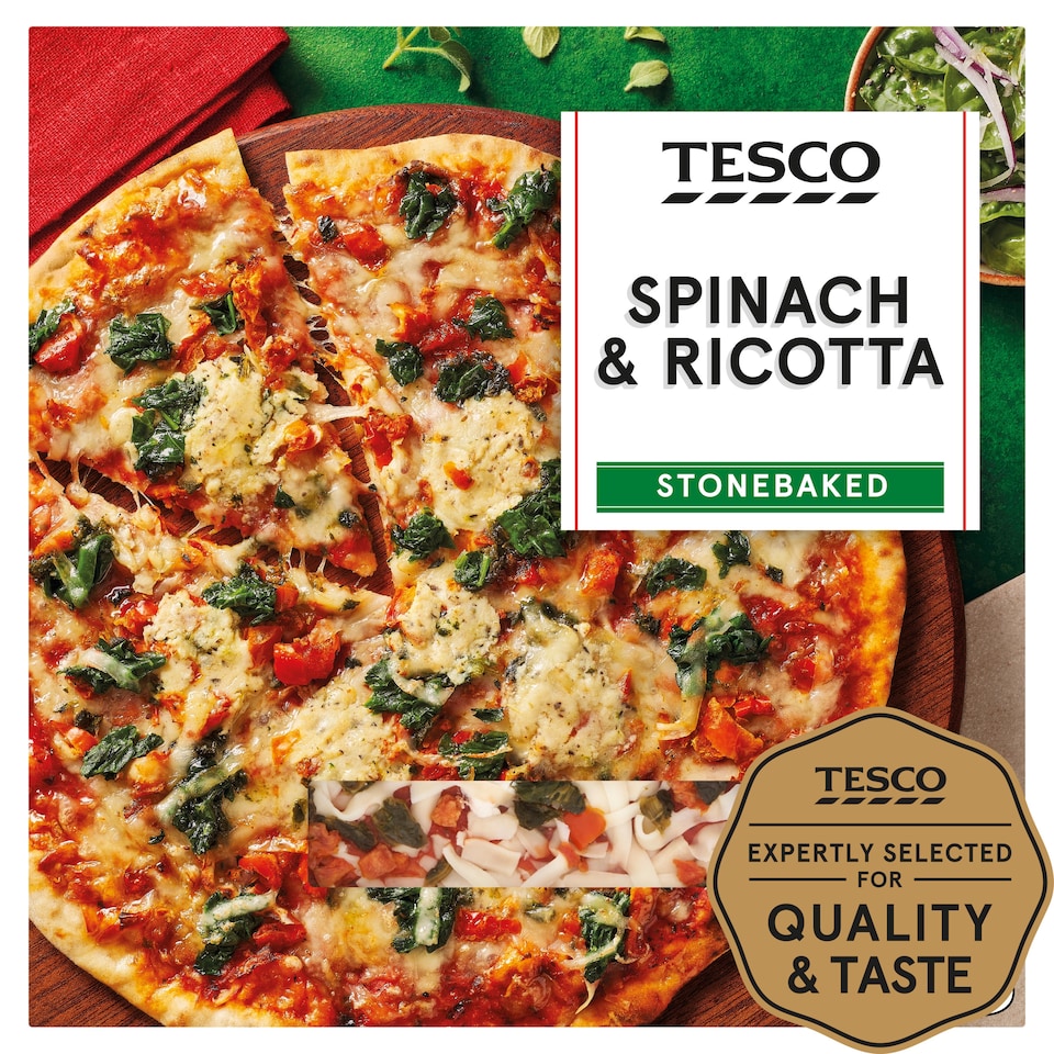 Tesco Stonebaked Spinach & Ricotta Pizza 314G