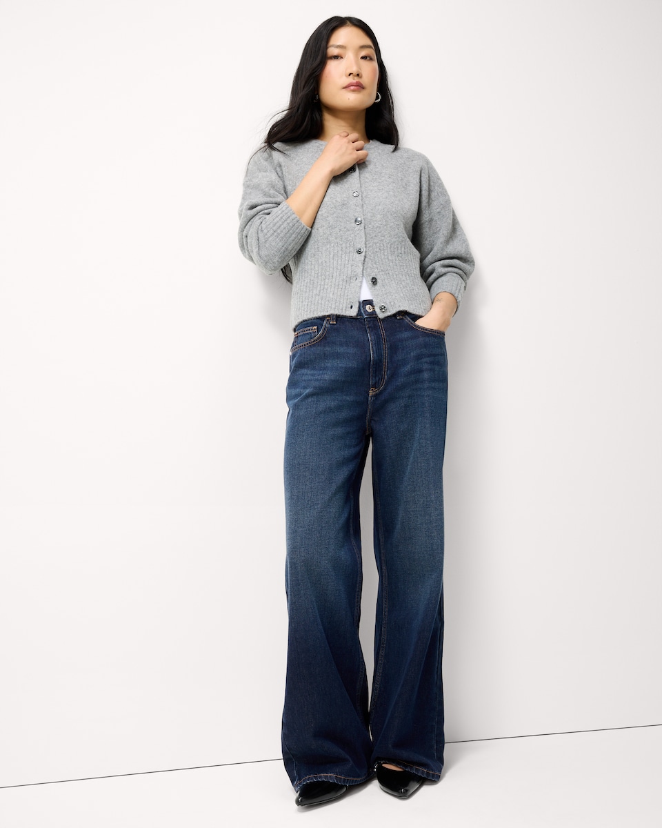 image 1 of F&F High Rise Wide Leg Jeans in Navy