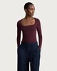 image 1 of F&F Polyamide Square Neck Long Sleeved Bodysuit in Burgundy