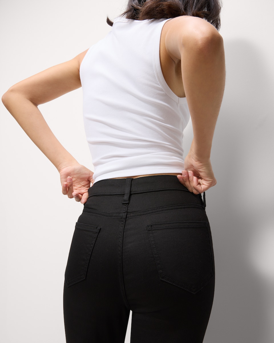 image 1 of F&F Contour High Rise Bootcut Jeans in Black