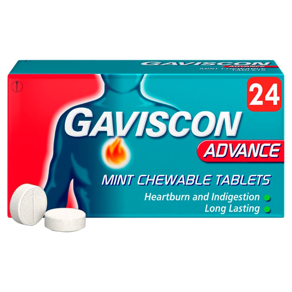 image 1 of Gaviscon Advance Heartburn Relief Chewable Tablets - Mint 24s