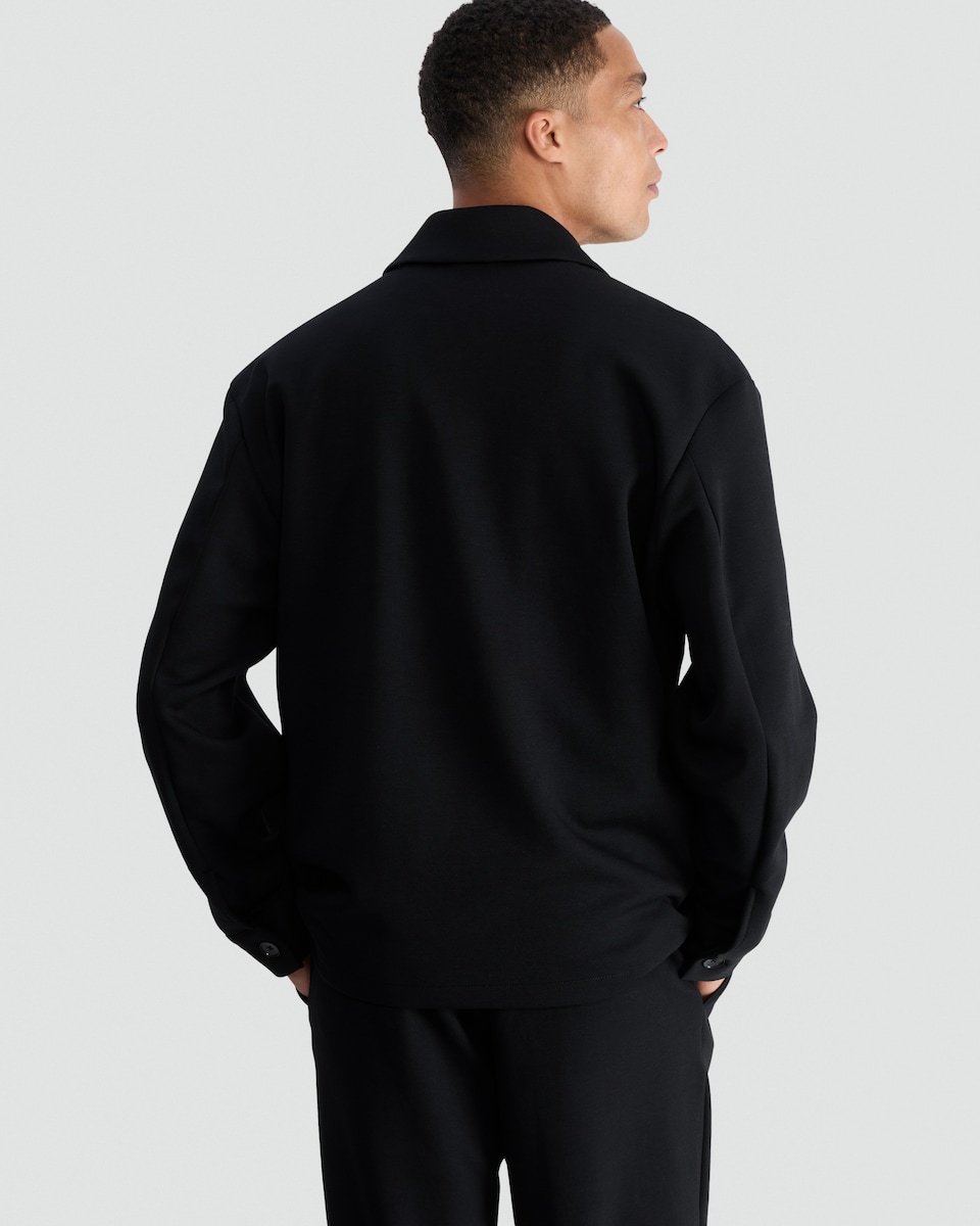 image 1 of The F&F Edit Cupro Co-ord Shirt Jacket in Black