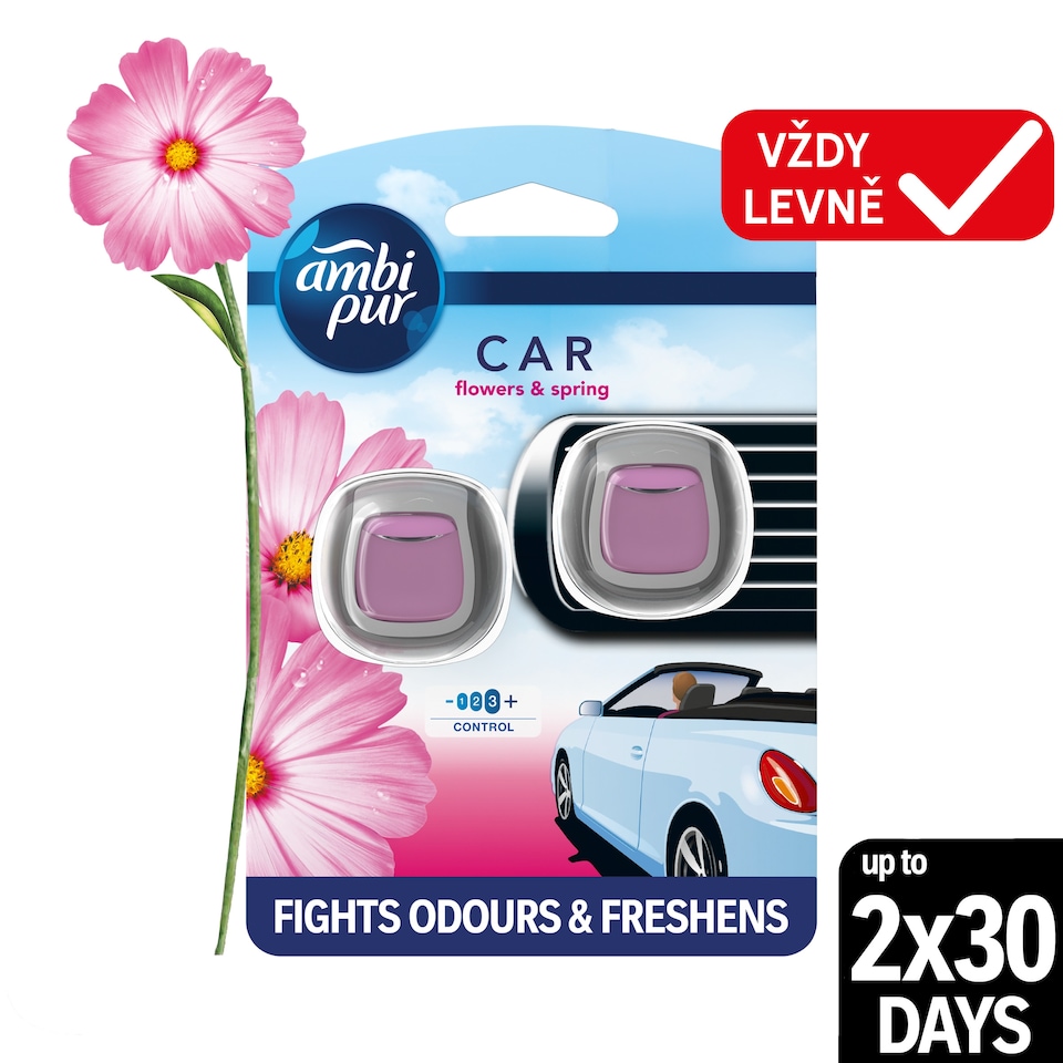 Ambi Pur Flower & Spring Osvěžovač Vzduchu Do Auta, Náhradní Náplň - Klip 2 ks