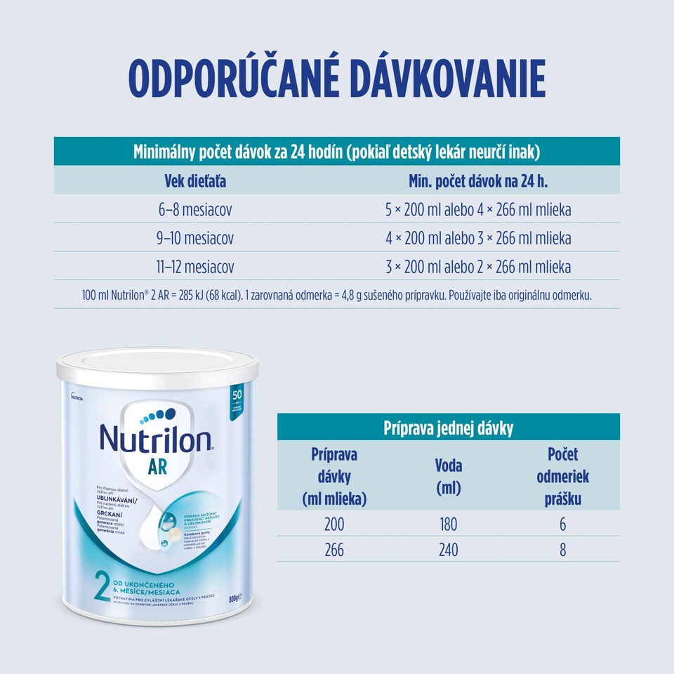obrázok 1 z NUTRILON AR 2 špeciálne následné dojčenské mlieko 800g