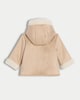 image 2 of F&F Baby Faux Shearling Trim Hooded Jacket in Tan