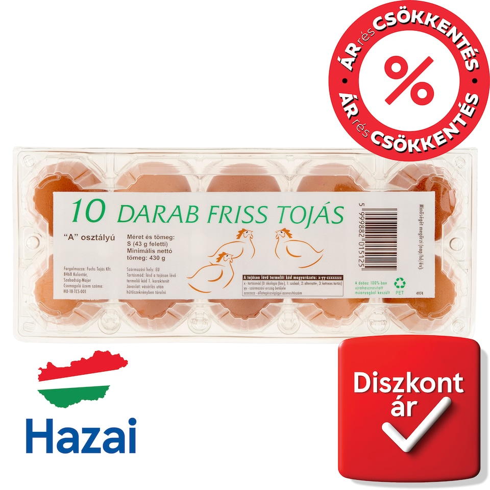 "A" osztályú friss tojás S 10 db  1. kép