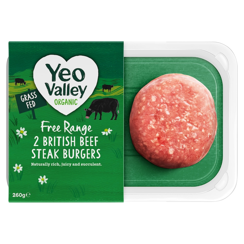 image 1 of Yeo Valley Organic 2 British Beef Steak Burgers 260g