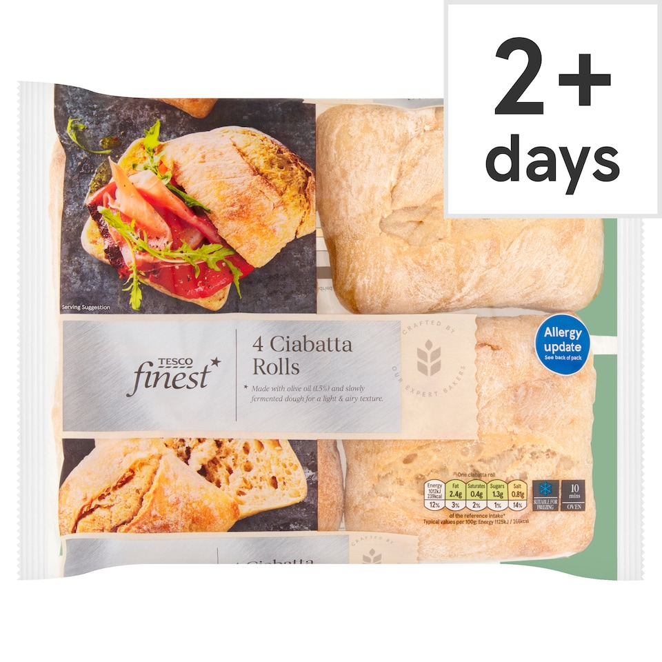 Tesco Finest Ciabatta Rolls 4 Pack 360g