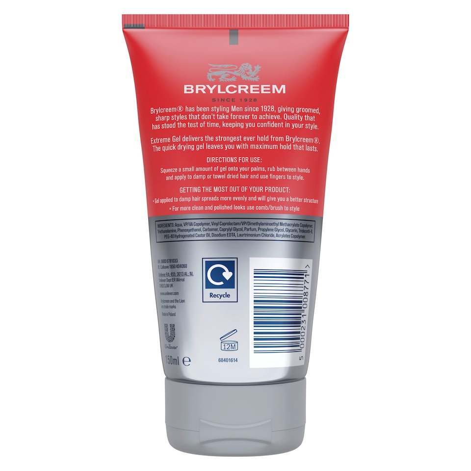 image 1 of Brylcreem Extreme Ultimate Hold Gel 150Ml