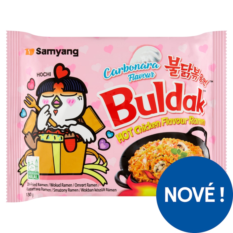 Samyang Buldak Pšeničná nudlová polévka s příchutí pálivého kuřete a carbonara 130g