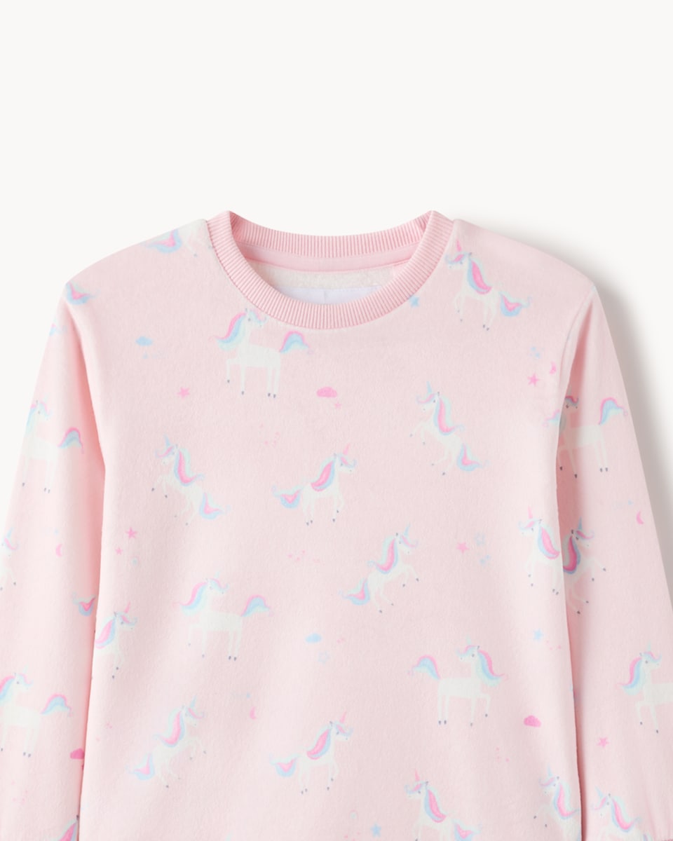 image 1 of F&F Girls Minky Fleece Unicorn Pyjama Set in Multi