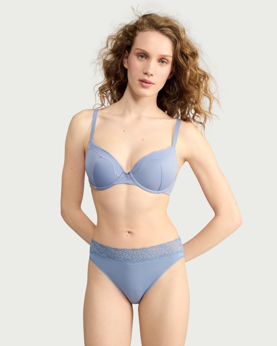 image 1 of F&F 5-Pack Cotton Rich Lace Trim High Leg Knickers in Multi