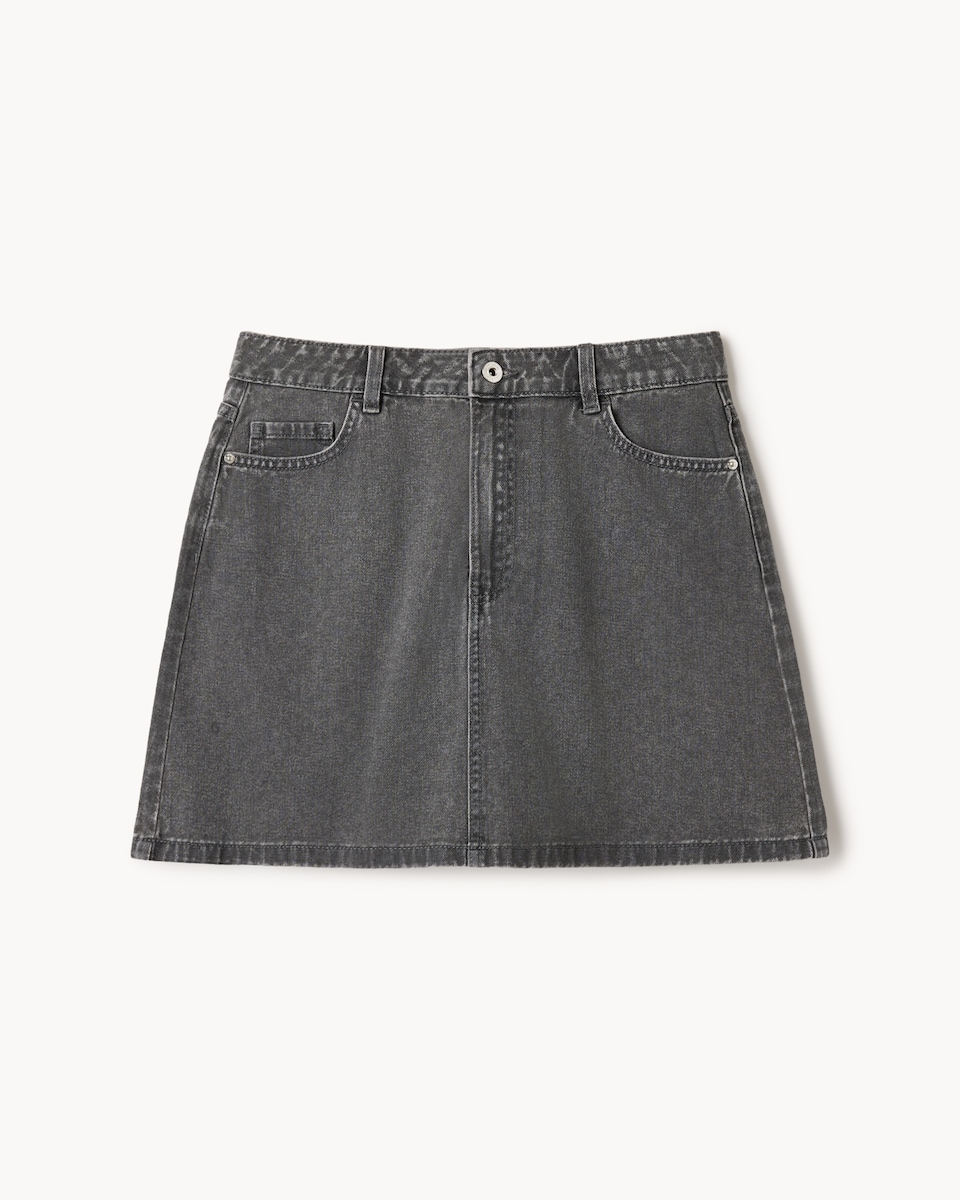 image 1 of F&F Pure Cotton Denim Mini Skirt in Grey