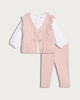 image 1 of F&F Baby 3-Piece Cable Knit Waistcoat, Top and Leggings Set in Pink