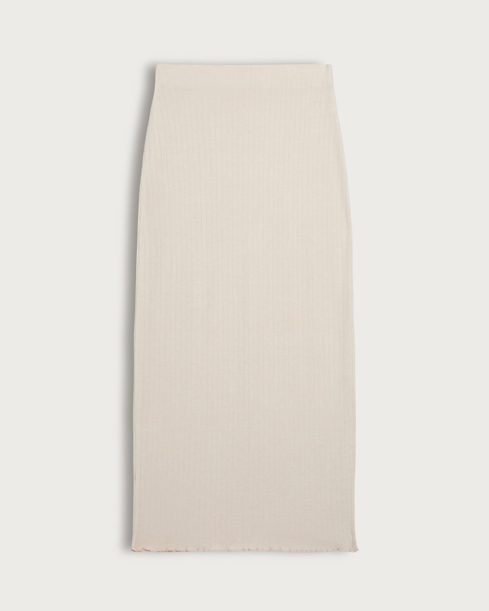 Rise by Zara McDermott Ribbed Midi Skirt in Stone