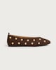 image 1 of SACHA Faux Suede Studded Ballet Flats in Brown