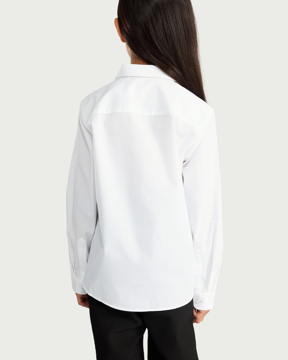 image 1 of F&F School Girls 3-Pack Regular Fit Long Sleeved Shirts in White