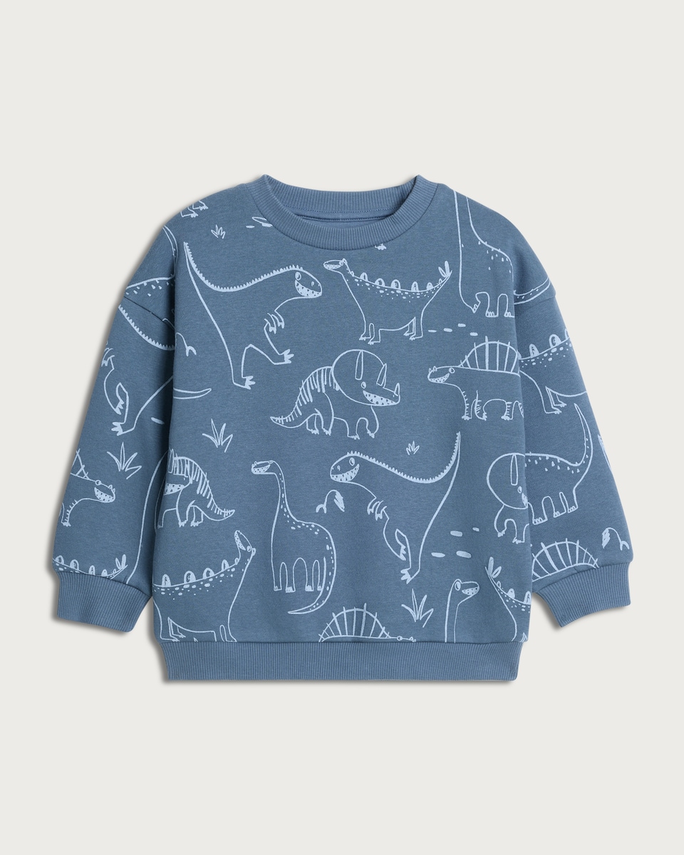 image 1 of F&F Boys Dinosaur Print Sweatshirt in Blue