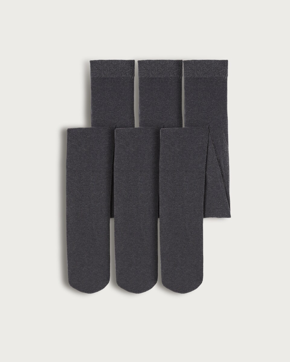 image 1 of F&F School Girls 3-Pack Opaque Tights in Grey