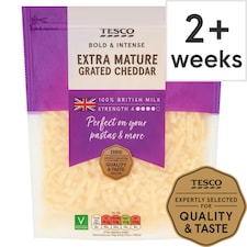 Tesco British Extra Mature Grated Cheddar Cheese 250 G