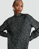 image 2 of F&F Sequin Embellished Knit High Neck Dress in Black