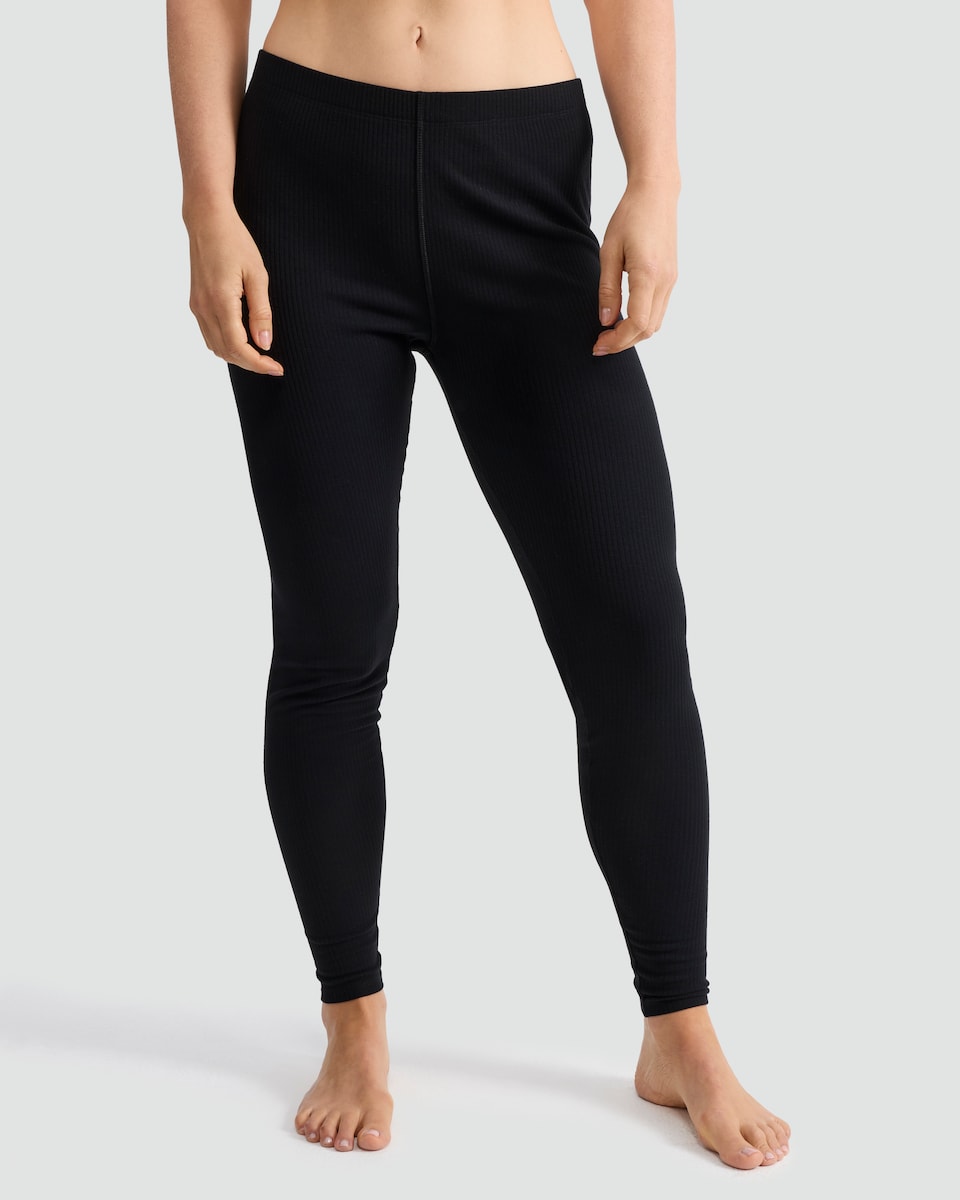 image 1 of F&F Ribbed Soft Touch Thermal Leggings in Black
