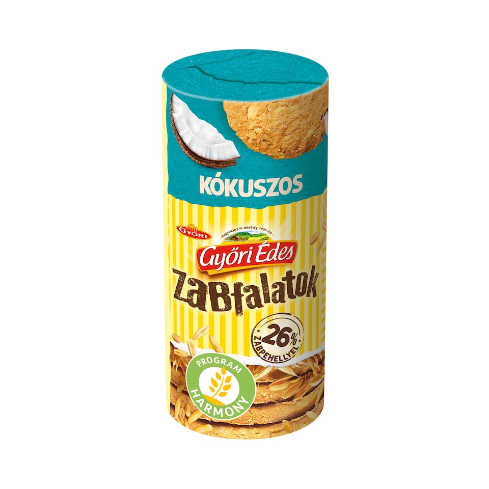 Győri Édes Zabfalatok kókuszos, zabpelyhes, omlós keksz 188 g