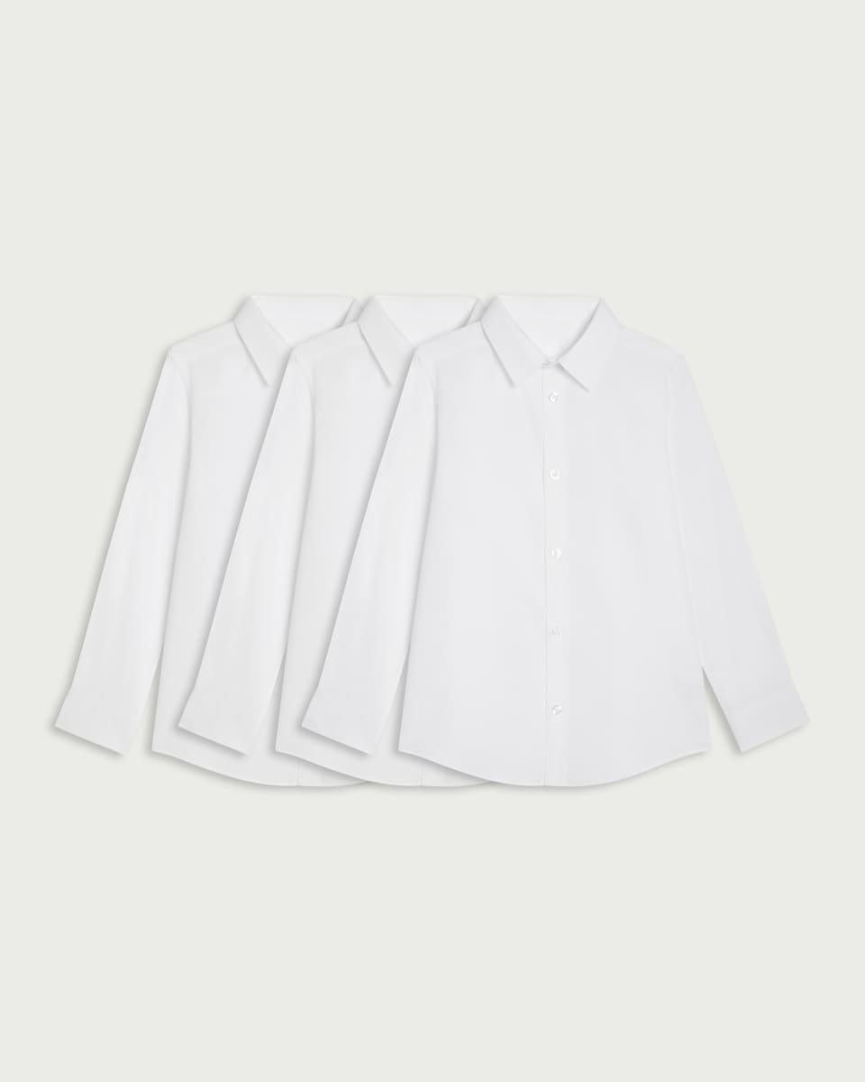 image 1 of F&F Boys School 3-Pack Long Sleeved Shirts in White